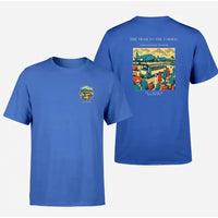 Thumbnail for VINTAGE G4372 - The Tram To The Tarmac - Double-Side T-Shirt design on blue double side t shirt