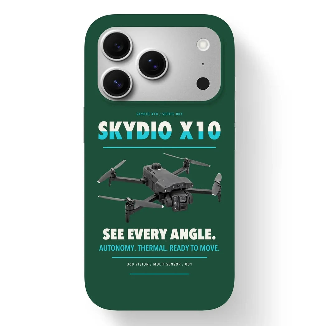 Skydio X10 Case design on dark green iphone case