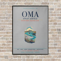 Thumbnail for Omaha Eppley Airfield OMA vertical canvas print - framed - light gray background