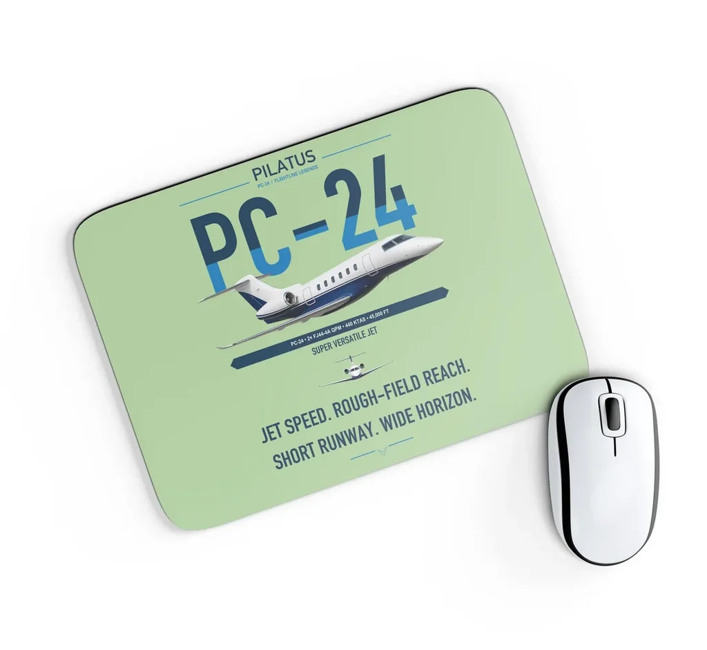 Pilatus PC-24 design on light green rectangle mouse pad