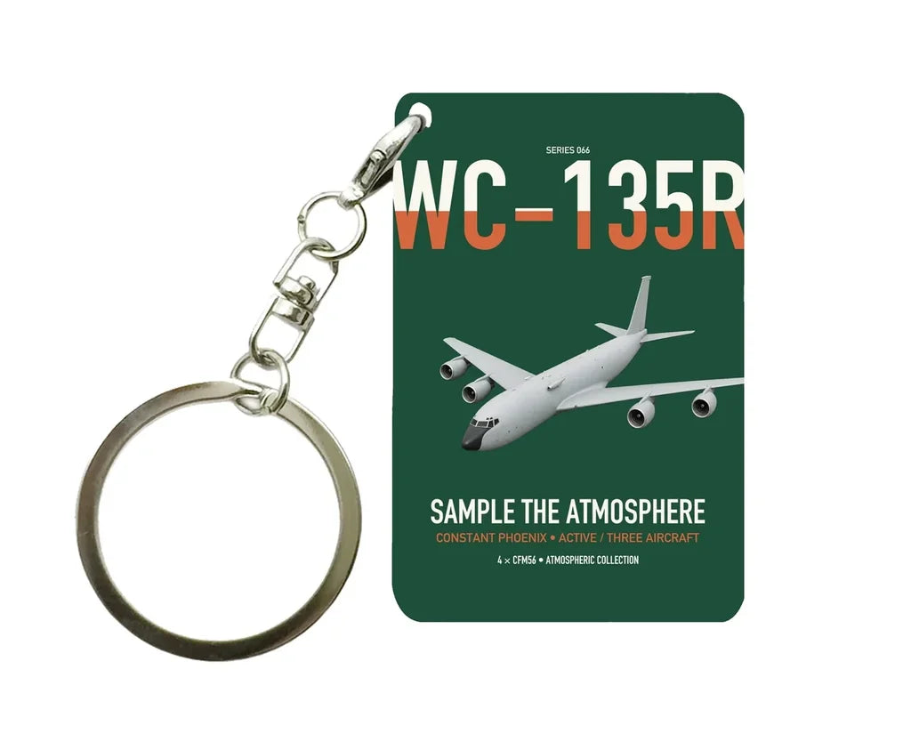 WC-135R Constant Phoenix design on dark green designed key chain, double-side print