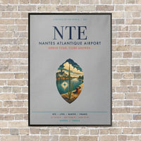 Thumbnail for Nantes Atlantique Airport NTE vertical canvas print - framed - light gray background