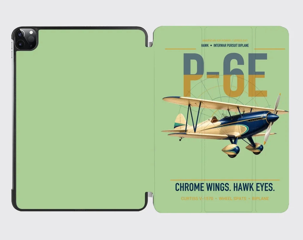 Curtiss P-6E Hawk design on light green ipad tablet case