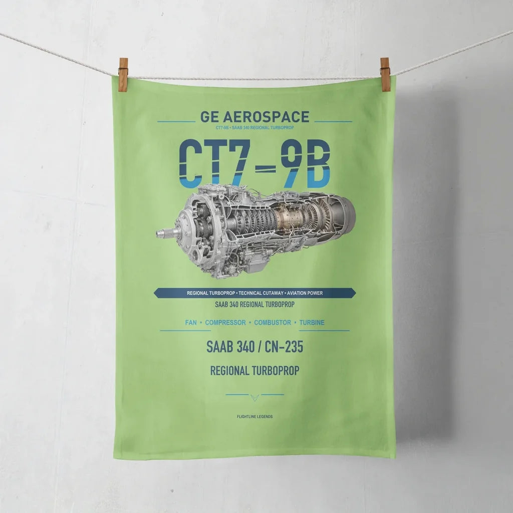 CT7-9B design on light green towel