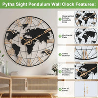 Thumbnail for Large Map Metal Minimalist Round Wall Clock - view 4
