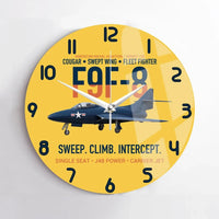 Thumbnail for F9F-8 Cougar Swept Wing Carrier Fighter design on yellow no frame wall clock