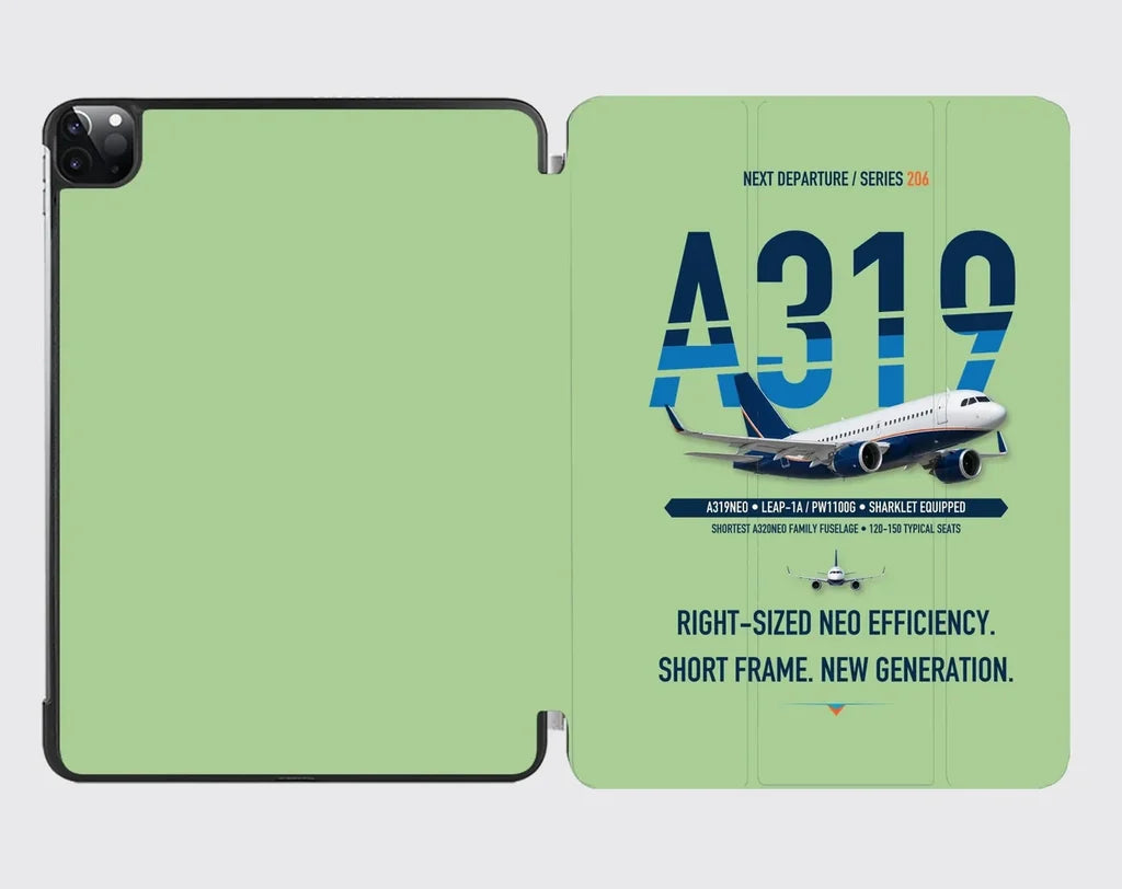 Airbus A319neo design on light green ipad tablet case