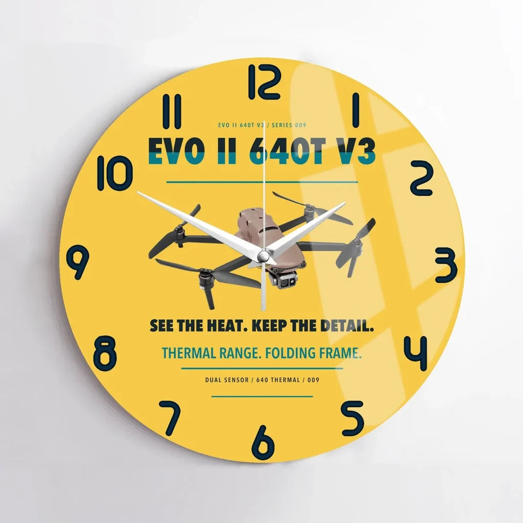 Autel EVO II Dual 640T V3 design on yellow no frame wall clock