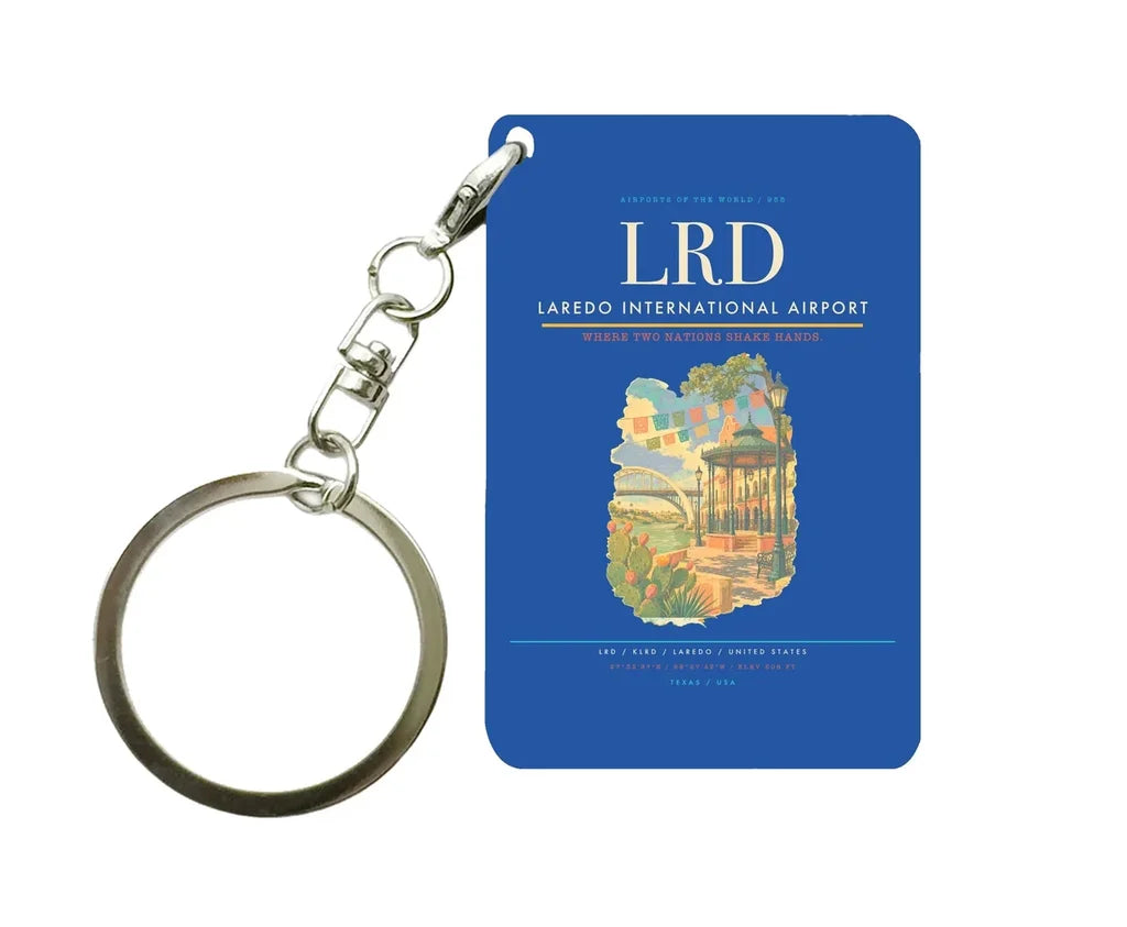 Laredo International Airport (LRD) design on blue key chain