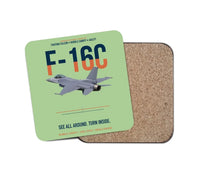 Thumbnail for F-16C Fighting Falcon See All Around Turn Inside design on light green 1 piece coaster