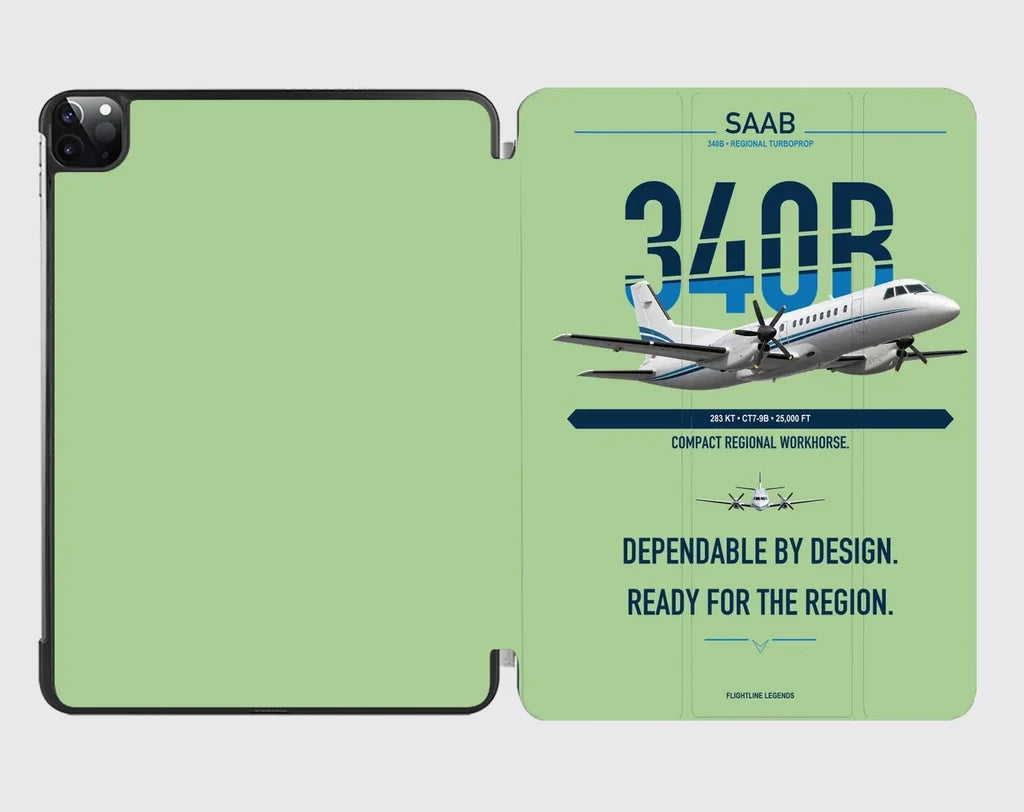 Saab 340B design on light green ipad tablet case