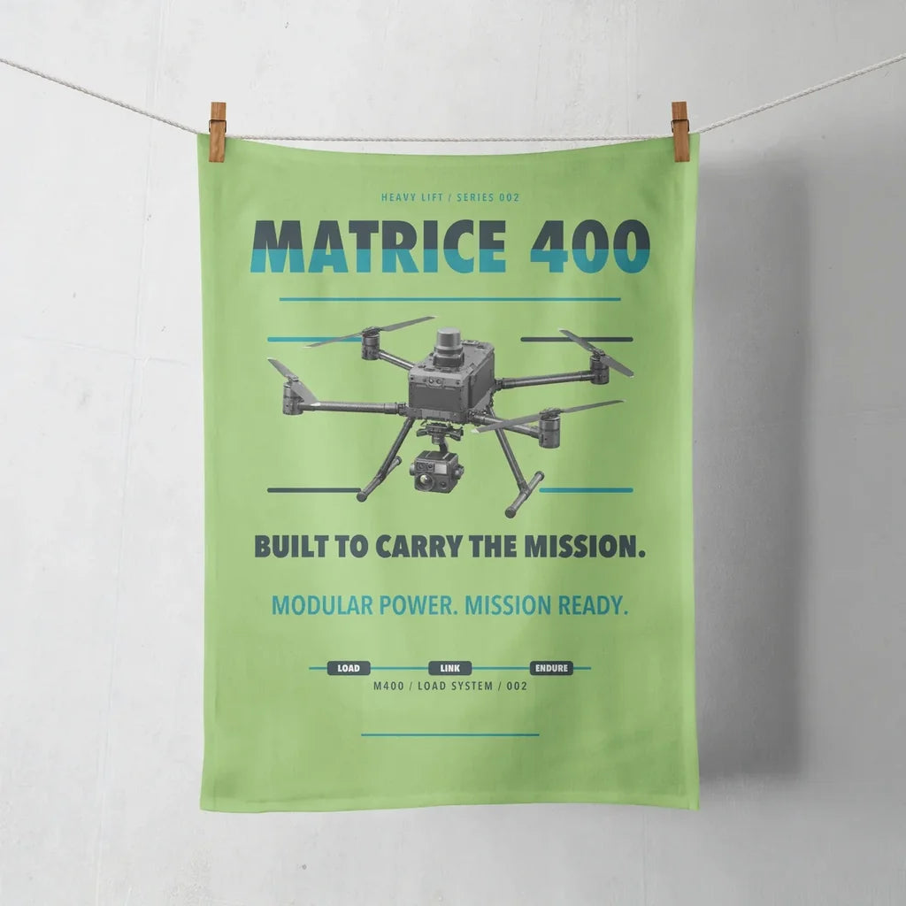 DJI Matrice 400 design on light green towel