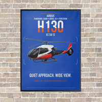 Thumbnail for Airbus H130 vertical canvas print - framed - blue background
