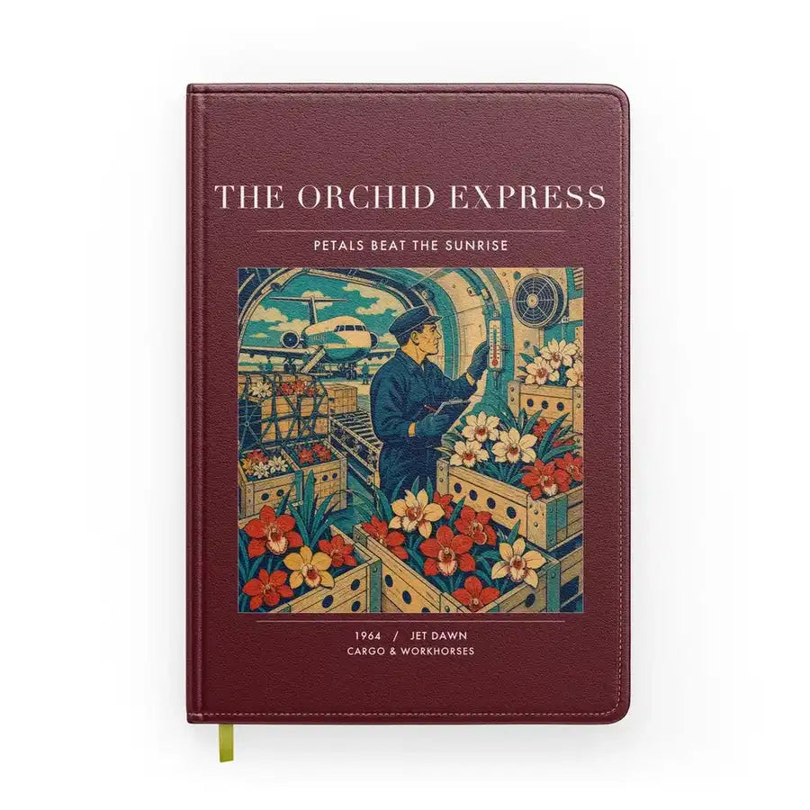 VINTAGE G4233 - The Orchid Express - Designed Notebooks design on darkred