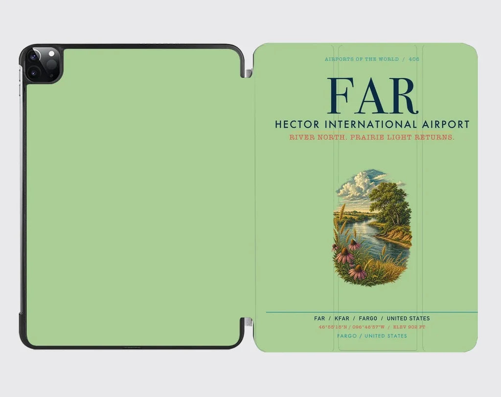 Hector International Airport (FAR) design on light green ipad tablet case