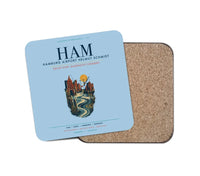 Thumbnail for Hamburg Airport Helmut Schmidt (HAM) design on light blue 1 piece coaster