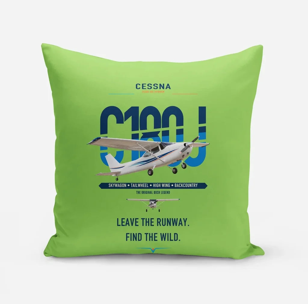 Cessna 180J Skywagon design on light green pillow