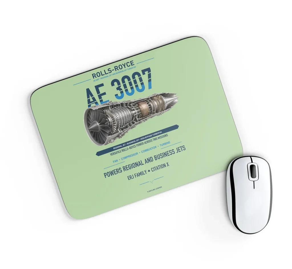 AE 3007 design on light green rectangle mouse pad