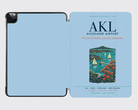Thumbnail for Auckland Airport (AKL) design on light blue ipad tablet case