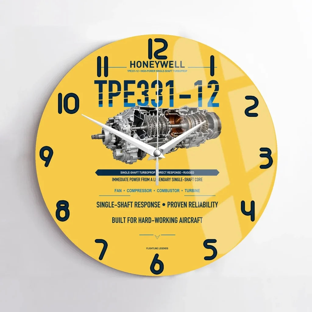 TPE331-12 design on yellow no frame wall clock