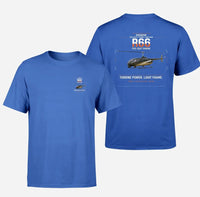 Thumbnail for Robinson R66 design on blue t-shirt, double-side print