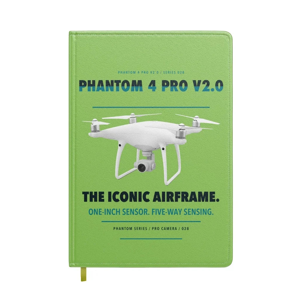 DJI Phantom 4 Pro V2.0 design on light green notebook