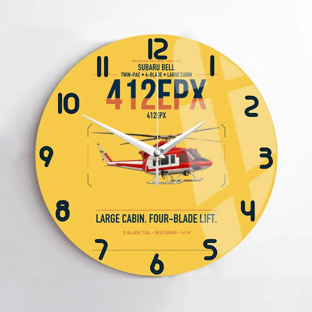 SUBARU Bell 412EPX design on yellow no frame wall clock