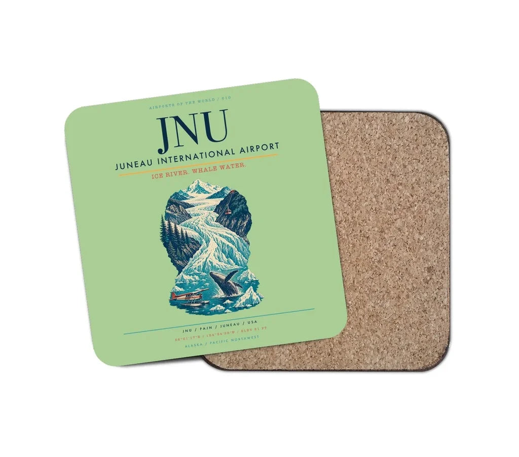 Juneau International Airport (JNU) design on light green 1 piece coaster