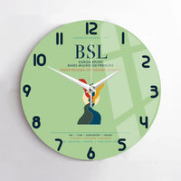 Thumbnail for EuroAirport Basel-Mulhouse-Freiburg (BSL) design on light green no frame wall clock