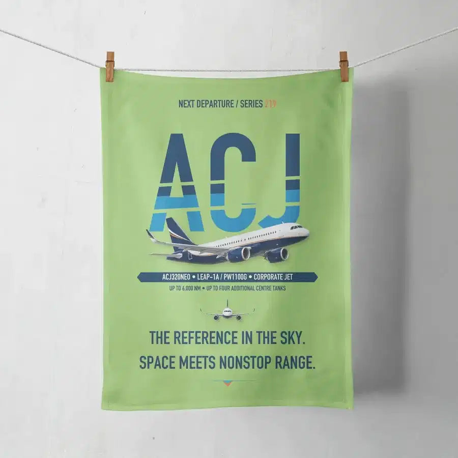 Airbus ACJ320neo design on light green towel