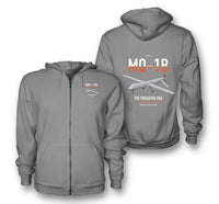 Thumbnail for MQ-1B Predator design on gray premium zipped hoodie, double-side print