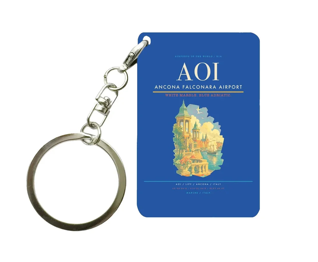 Ancona Falconara Airport (AOI) design on blue key chain