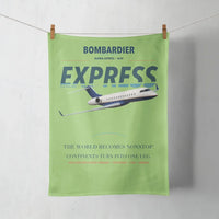 Thumbnail for Bombardier Global Express design on light green towel