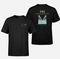 Thumbnail for Palm Beach International Airport (PBI) design printed on black double-side t-shirt