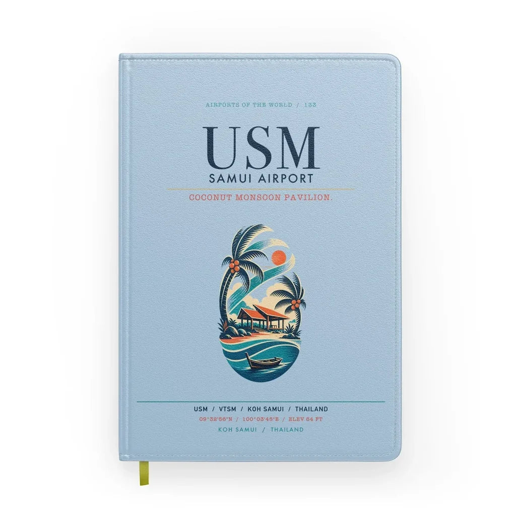 Samui Airport Koh Samui (USM) design on light blue notebook