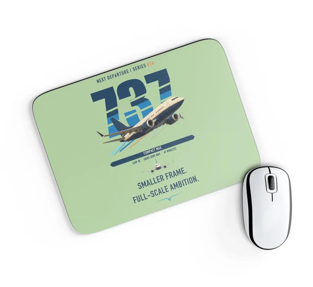 Boeing 737 MAX 7 design on light green rectangle mouse pad