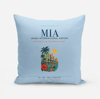 Thumbnail for Miami International Airport (MIA) design on light blue pillow