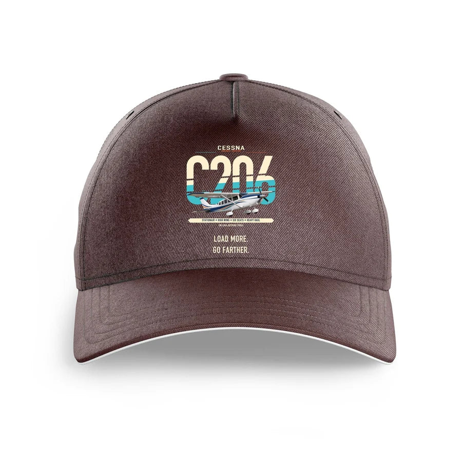 Cessna 206 Stationair design on brown printed hat