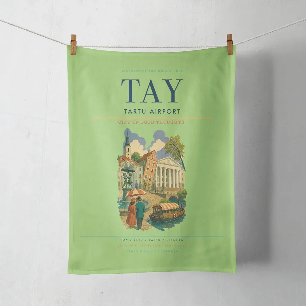 Tartu Airport (TAY) design on light green towel