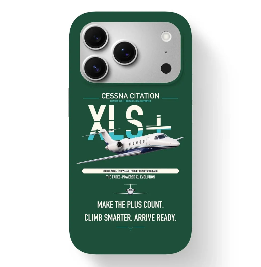 Cessna Citation XLSPlus design on dark green magsafe iphone case, for iPhone 17 Pro