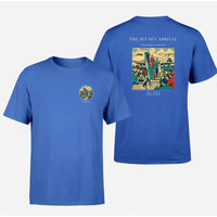 Thumbnail for VINTAGE G4121 - The Jet Set Arrival - Double-Side T-Shirt design on blue double side t shirt