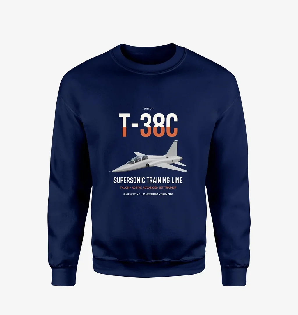 T-38C Talon design on navy blue sweatshirt
