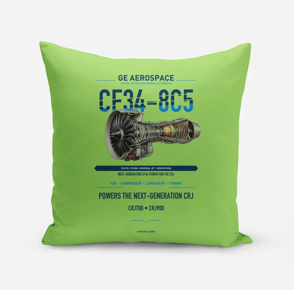 CF34-8C5 design on light green pillow