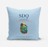 Thumbnail for Las Americas International Airport (SDQ) design on light blue pillow