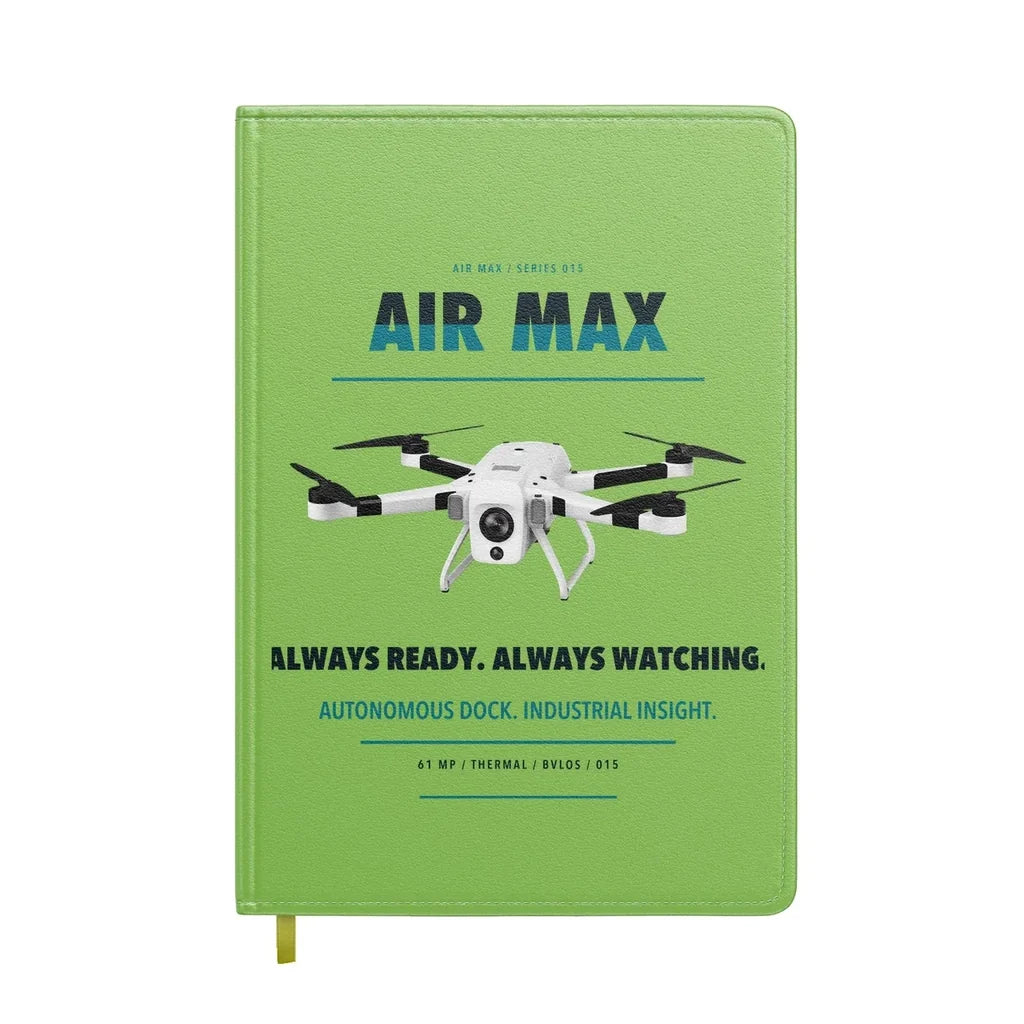 Percepto Air Max design on light green notebook