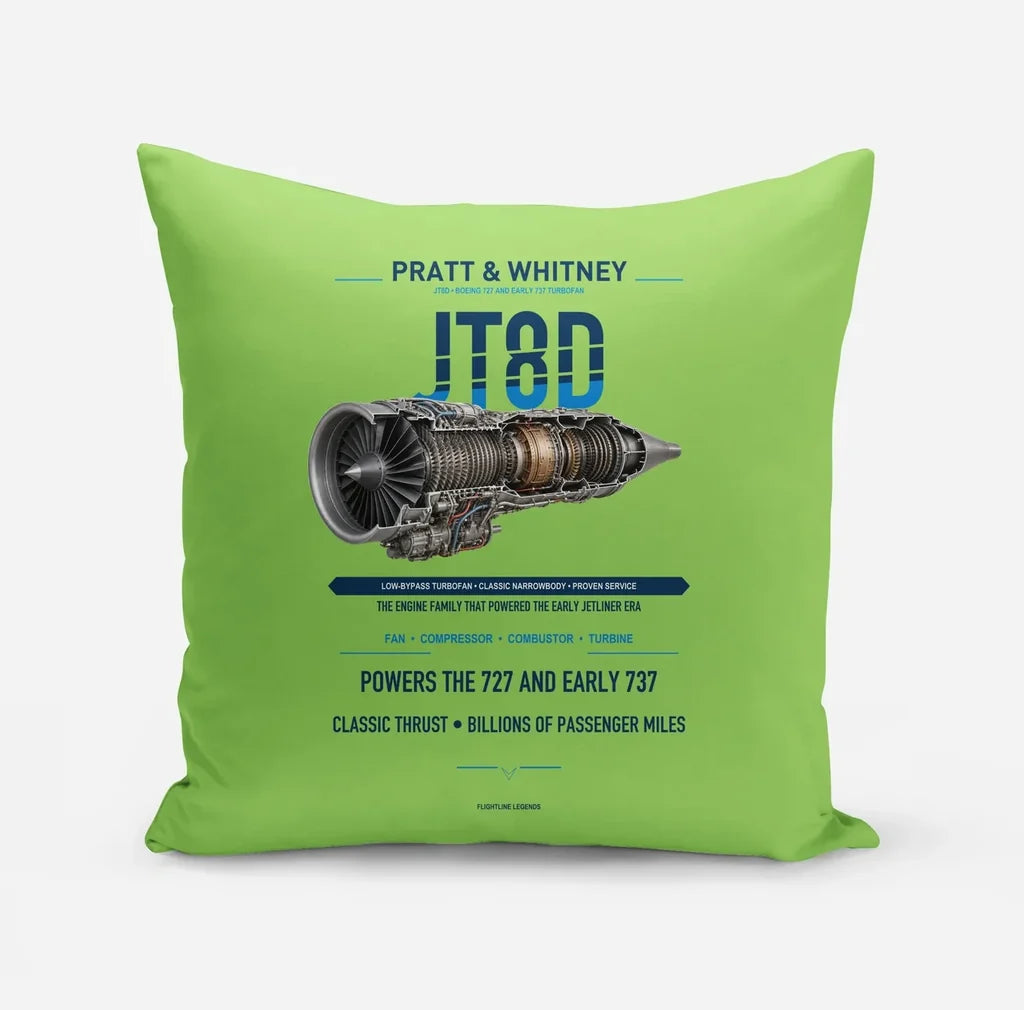 JT8D design on light green pillow