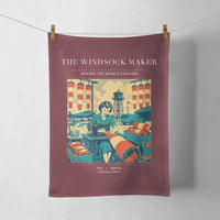 Thumbnail for VINTAGE G4429 - The Windsock Maker - Designed Towels design on darkred