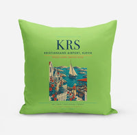 Thumbnail for Kristiansand Airport, Kjevik (KRS) design on light green pillow
