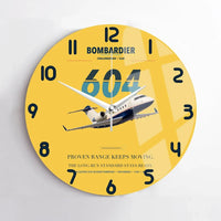 Thumbnail for Bombardier Challenger 604 design on yellow no frame wall clock