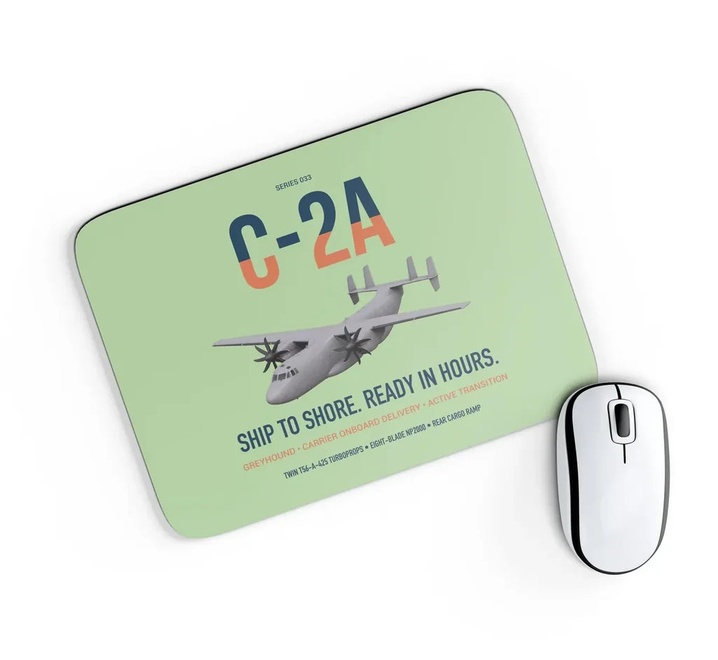 C-2A Greyhound design on light green rectangle mouse pad